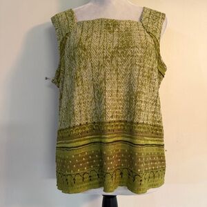 RAFAEL Olive Green Patterned Square-Neck Tank